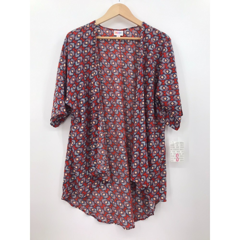 NWT LuLaRoe Lindsay overlay size S red/white/blue geometric print